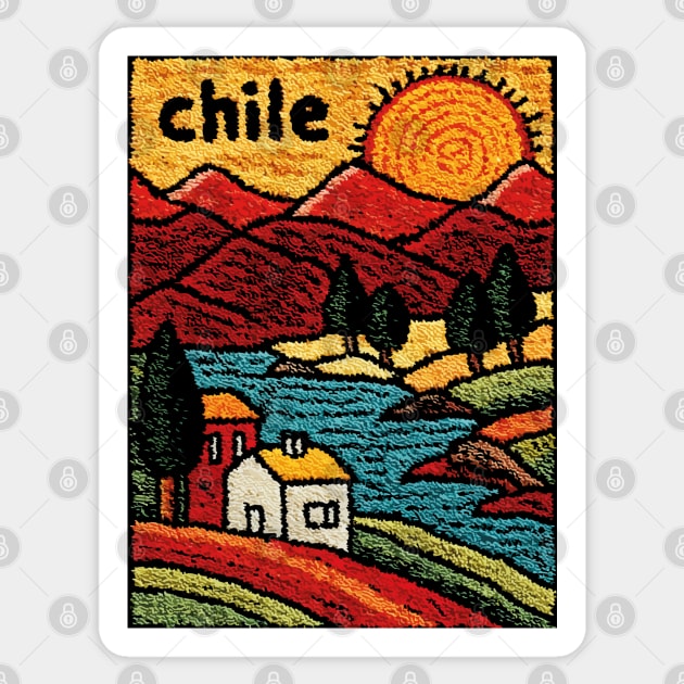Colorful Chile City Art - Valparaiso Street Scene Sticker by TuncGK